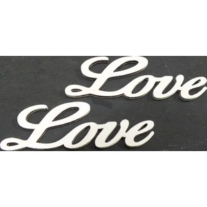 Fatábla felirat, Fa figura Love fehér 8cm 2db/cs