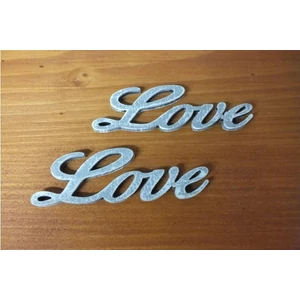 Fatábla felirat, Fa figura Love felirat szürke 8cm 2db/cs