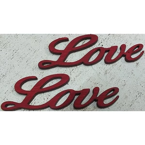 Fatábla felirat, Fa figura Love meggypiros 8cm 2db/cs