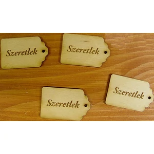 Fatábla felirat, Fa figura Szeretlek 3x4, 5cm 10db/cs