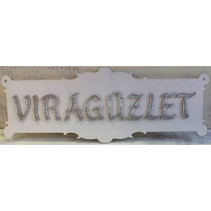 Fatábla felirat fehér VIRÁGÜZLET 18x50cm 