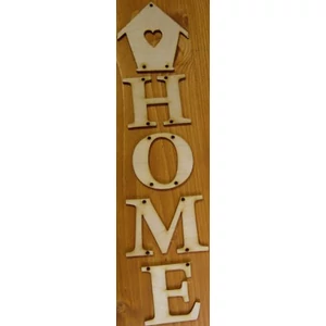 Fatábla felirat HOME házikóval 8x34cm