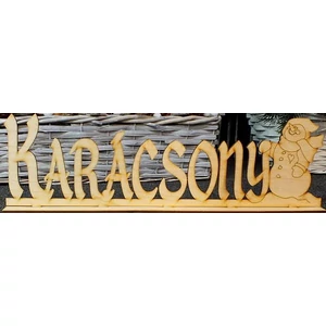 Fatábla felirat KARÁCSONY talppal hóemberrel 11x37cm
