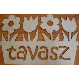 Fatábla felirat Tavasz virágokkal 22x34cm