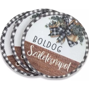 Fa tábla nyomtatott Boldog Születésnapot..átmérő 6cm 3db/csomag