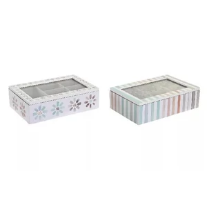 Fa teafilter tartó doboz 6 rekeszes, 23x15x7cm, 2 féle