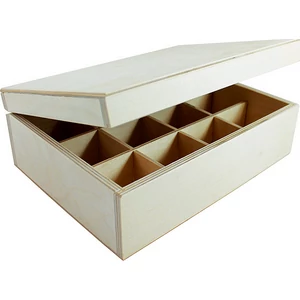 Fa teásdoboz 12 rekeszes 25x19x9cm