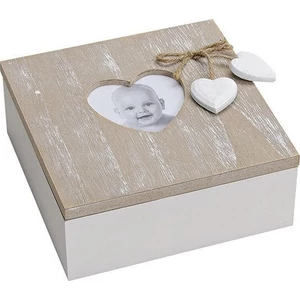 Teásdoboz fa20' szívvel szívvel 15x15x6cm kézzel festett