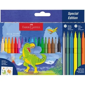 Faber-Castell Filctoll készlet 18+6db-oskastélyos DINOSZAURUSZ + matrica