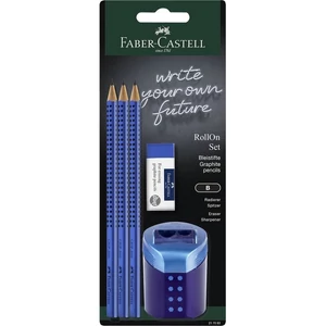 Faber-Castell grafitceruza 3db-os GRIP 2001 (B) + RollOn hegyező + radír kék BL. 2024 217083