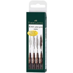 Faber-Castell művész filctoll "Pitt 4db -S;F;M;B- v.barna." AG-Pitt 167101