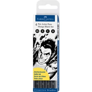 Faber-Castell művész filctoll "Pitt 4db -XS;S;F;B- manga black." AG-Pitt 167132