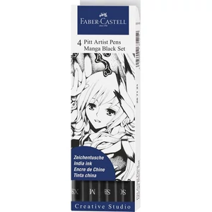 Faber-Castell művészfilc szett 4db Manga fekete Kalligrafikus 267121