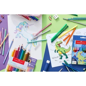 Faber-Castell Színesceruza DINOSZAURUSZ  + matrica hatszögletű  10db alap +3db metál szín