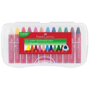 Faber-Castell Zsírkrétakészlet 12db-os háromszögletű Jumbo + kaparóval műanyag dobozban 120011