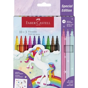 Faber Castell filctoll készlet 10+3db-os kastélyos UNIKORNIS 2024 10db alapszín + 3db csillámos