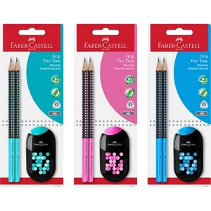 Faber Castell grafitceruza 2db-os GRIP 2001 kéttónusú HB + hegyező/radír klf. szín BL.