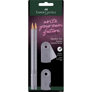 Faber Castell grafitceruza 2db-os SPARKLE + Sleeve hegyező Sleeve radír kókusztej/almásszürke BL 21