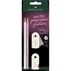 Faber Castell grafitceruza 2db-os SPARKLE + Sleeve hegyező Sleeve radír rózsa árnyékok/kókusztej 21
