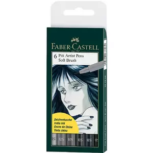 Faber-Castell művész filc 6 AG-Művész filc Pitt 6db SB Soft Brush szürke I-III.árnyalat szürke, indigó, fe