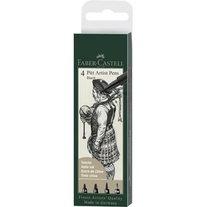 Faber Castell művész filctoll 4db-os PITT 199 fekete (1,5mm;C;B;FM)