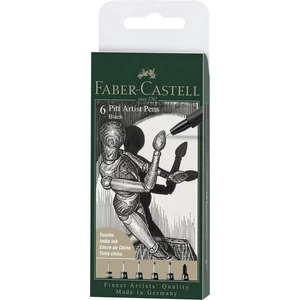Faber Castell művész filctoll 6db-os PITT 199 fekete (XXS;XS;S;F;M) 1,5mm hegyvastagság