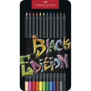 Faber Castell színes ceruza 12db-os Black Edition fekete test fém dobozban