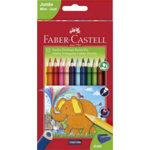 Faber-Castell színes ceruza 12db háromszögletű Jumbo+hegyező 116501