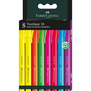 Faber Castell szövegkiemelő készlet 8db-os 38 Fluo 2024 2db sárga narancs,piros,rózsaszín, lila,kék,zöld