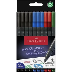 Faber Castell tűfilc 10db-os 0,4mm GRIP OFFICE 2024 fekete,kék,piros,zöld