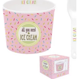 Tál Fagyistálka Porcelán 8,5cm, kanállal, dobozban Onfleek 01