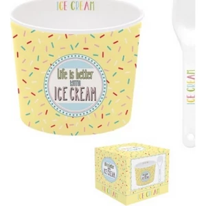 Tál Fagyistálka Porcelán 8,5cm, kanállal, dobozban Onfleek 02