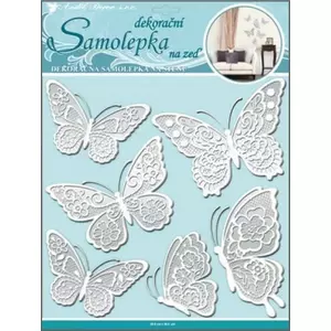 Falmatrica fehér pillangó 3D csillámos matrica, 39 x 30