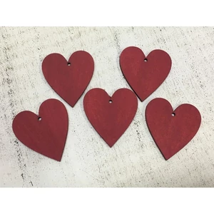 Fatábla felirat, Fa figura szív meggypiros 5cmx5cmx3mm 5db/cs