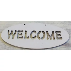 Fatábla felirat, Fa figura Welcome 6x14cm