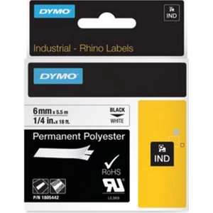 Feliratozó szalag Dymo tartós poliészter 6mmx5,5m Rhino fehér-fekete
