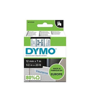 Feliratozógép szalag 12mm x 7 m, DYMO "D1", fehér-kék GD45014