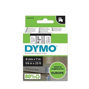 Feliratozógép szalag 6mm x 7 m, DYMO "D1", víztiszta-fekete GD43609