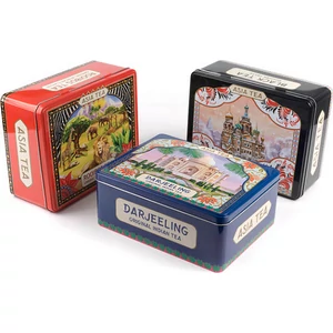 Teásdoboz fém retro Russian, Indian, African dekoráció ASIAN TEA (25x16x8cm)