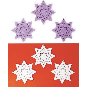 Filcfigura - csillag fehér- v. kb. 6cm- 6db csomag vonalas g.