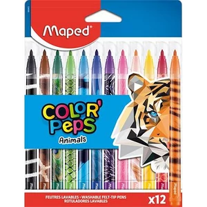 Filckészlet 12 Maped 2,8mm, kimosható, Color’Peps Animals Filctollak