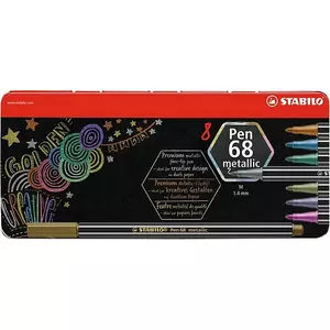 Filckészlet 8 Stabilo Pen 68 metallic 1,4mm-es fém dobozos 8színű Írószerek STABILO 6808/8-32