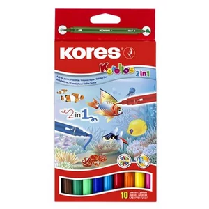 Filctoll készlet Kores 1-3mm, kimosható, Korellos 2in1 10 különböző szín