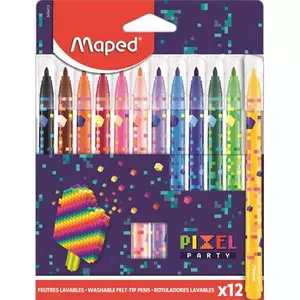 Filctoll készlet Maped 2,8 mm, kimosható, Pixel Party 12 különböző szín