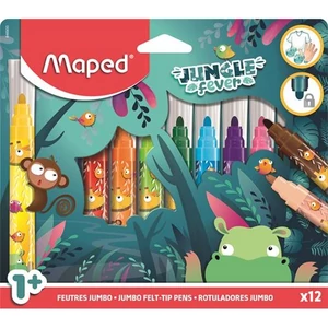 Filctoll készlet Maped 5mm, kimosható, vastag, Jungle Fever 12 különböző szín