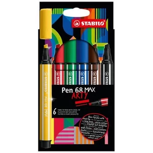 Filctoll készlet Stabilo 1-5mm, vágott hegy, Pen 68 MAX 6 különböző szín
