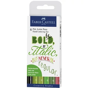 Faber-Castell művész filc 6 PITT szett 6db zöld 2db-S-es, 4db-B-s AG-művészfilc 267117