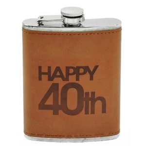 Flaska 8oz acél 40 barna bőrhatású