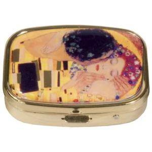Gyógyszeres doboz fém 2 fakkos, 5,1x1,8x3,6cm, Klimt: The Kiss