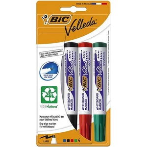 Flipchart- és táblamarker készlet 1,4mm kúpos BIC Velleda ecolutions 4 szín